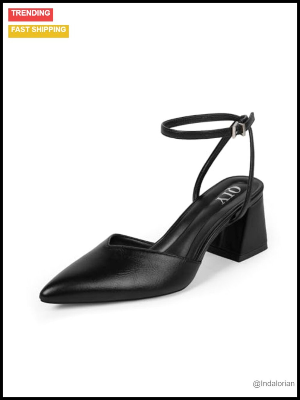 Women's Closed Toe Chunky Heel Strappy Sandals Pointed Toe Ankle Strap Pumps
